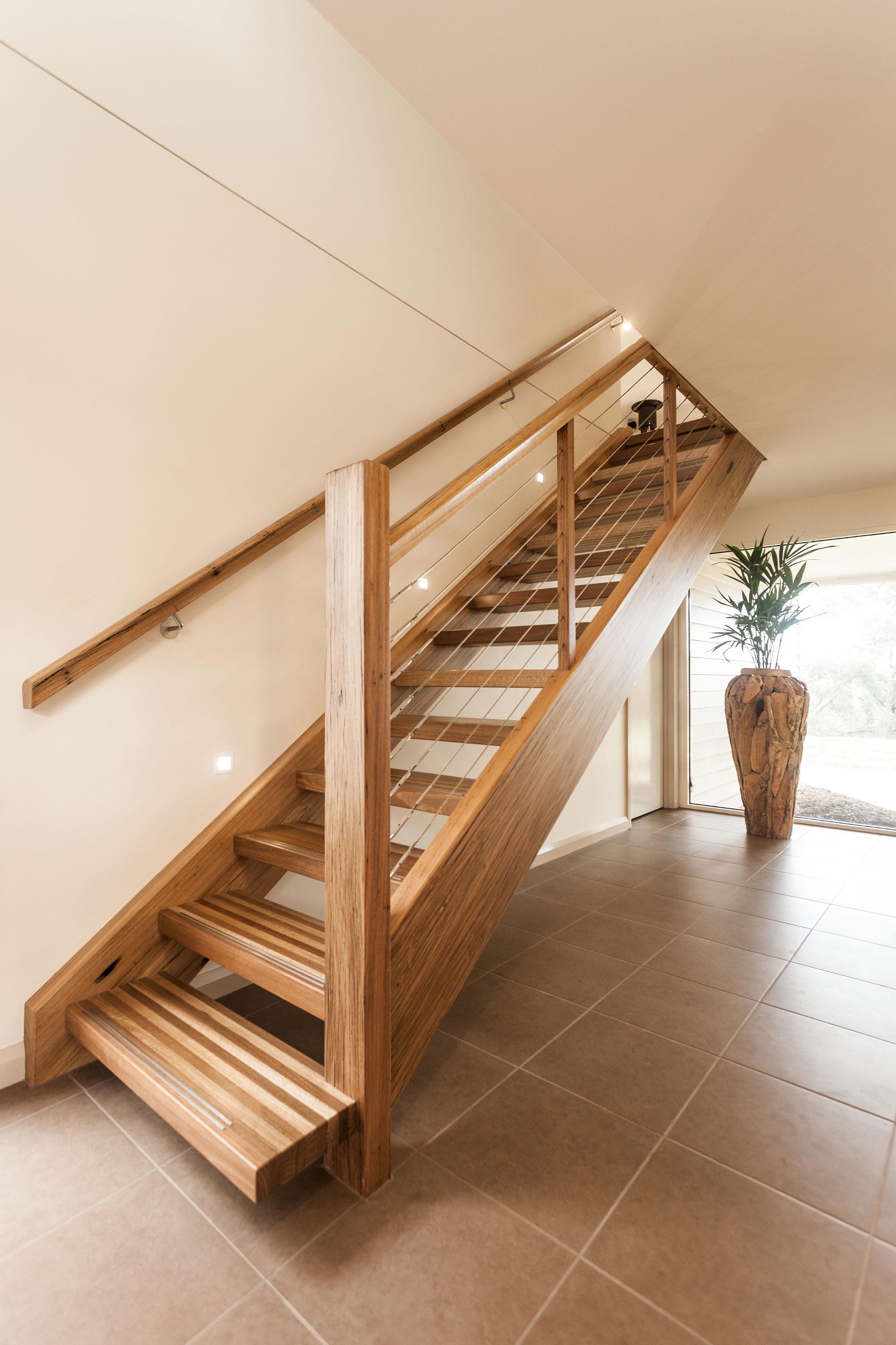 Recycled timber stringer with spotted gum treads Just Stairs